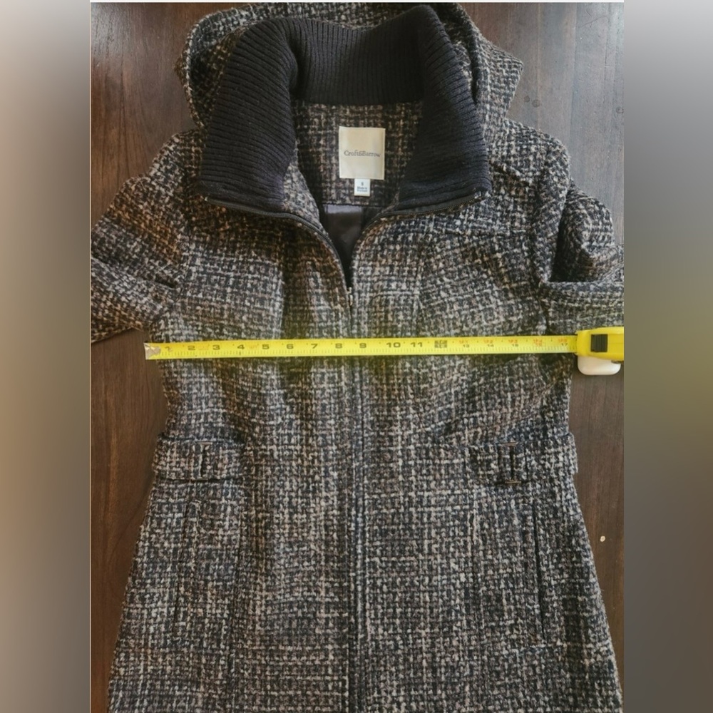 Croft & Barrow Women's Black Checkered Trench Coat - Picture 4 of 9